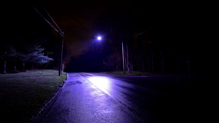 Purple streetlight at Jennings Chapel Road and Route 97 [02]