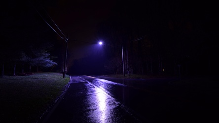 Purple streetlight at Jennings Chapel Road and Route 97 [06]