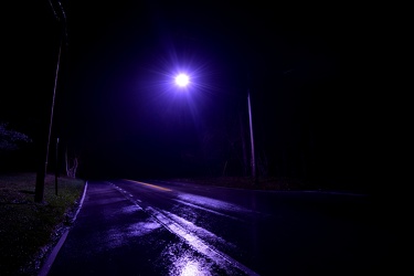 Purple streetlight at Jennings Chapel Road and Route 97 [05]