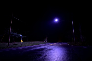 Purple streetlight at Jennings Chapel Road and Route 97 [03]