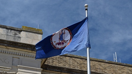 Virginia state flag in front of Hopewell Municipal Building