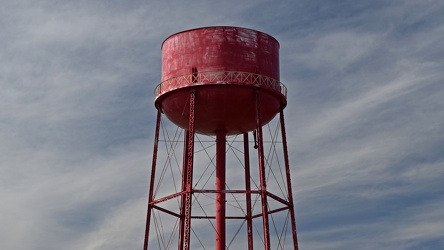 Red water tower without a top