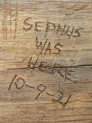 Carved graffiti inside Sounding Knob Fire Tower [01]