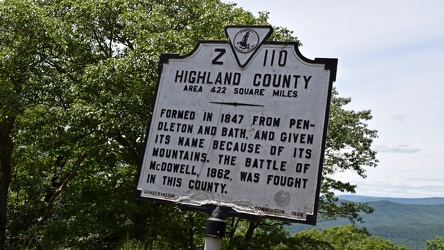 Historical marker for Highland County on US 250