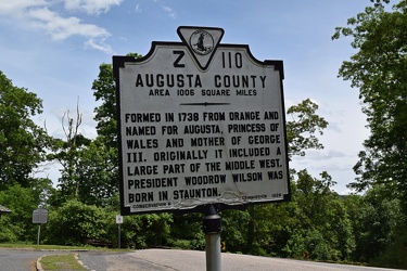 Historical marker for Augusta County on US 250