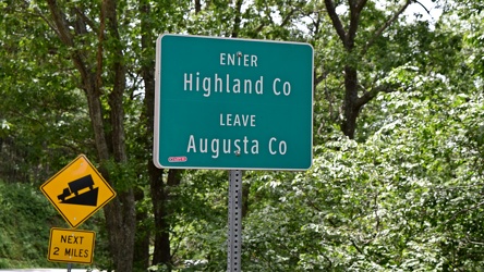 Sign at the border between Augusta and Highland Counties [01]