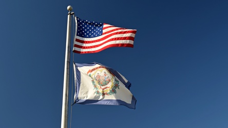 Flags at West Virginia welcome center