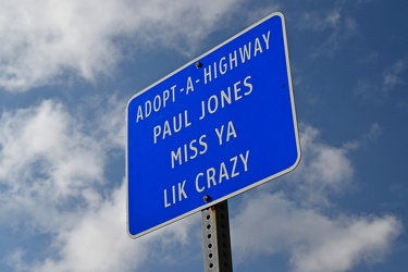 Adopt-A-Highway sign in memory of Paul Jones