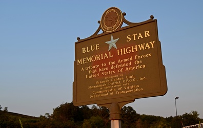 Blue Star Memorial Highway marker at Crozet rest area