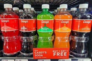 Bottles of Casey's soda