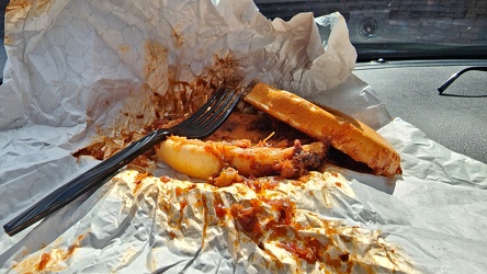 Remains of Buc-ee's brisket sandwich