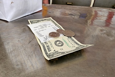 Change and receipt at Texas Tavern