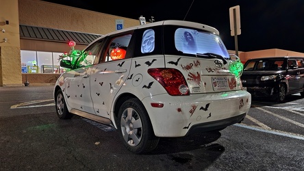 Scion xA decorated for Halloween