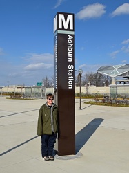 Elyse stands with the pylon at Ashburn