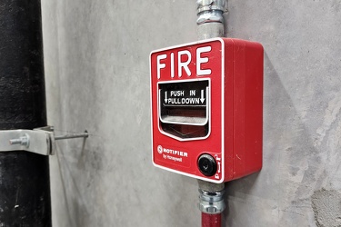 Fire alarm pull station at Loudoun Gateway parking garage