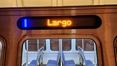 Destination sign on WMATA railcar 7568