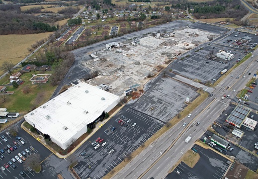 Staunton Mall demolition progress, December 16, 2022