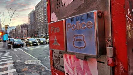 Fire and police call box at West 112th Street and Broadway [03]