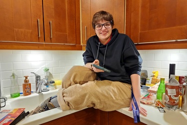 Elyse on the counter