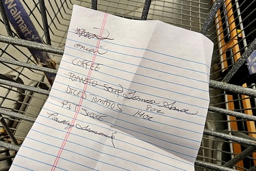 Shopping list at Walmart