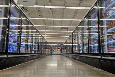 Frozen food aisle at the Walmart in Waynesboro, Virginia