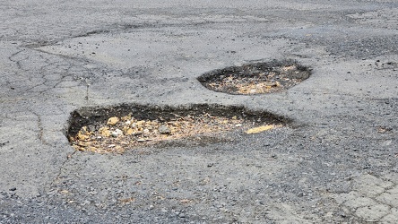 Large potholes at Staunton Mall