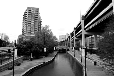 Canal Walk in Shockoe Bottom, facing west