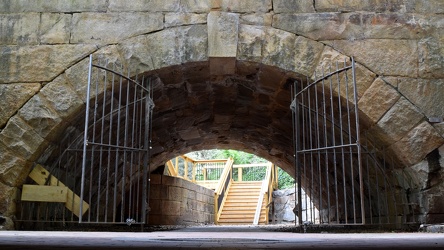 Archway and gate at former Reynolds Wrap building [02]