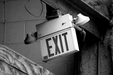 Exit sign at former former Reynolds Wrap building