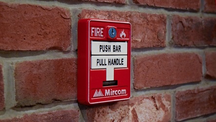 Fire alarm pull station at Chelsea Wine Vault [03]