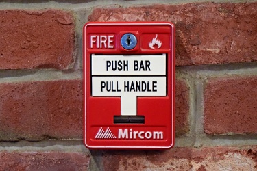 Fire alarm pull station at Chelsea Wine Vault [02]