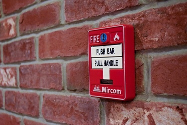 Fire alarm pull station at Chelsea Wine Vault [01]