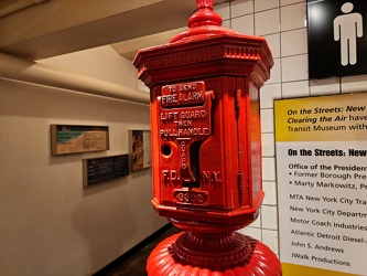 Vintage fire alarm call box at New York Transit Museum