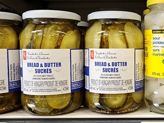 President's Choice bread and butter pickles at Loblaws