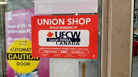 Union shop sticker at Loblaws