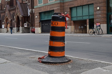 Construction barrel on Metcalfe Street