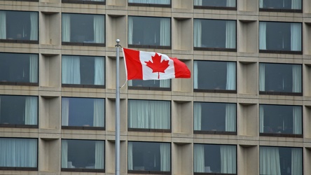 Canadian flag in front of the Westin Ottawa