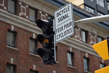 Bicycle signal at intersection of Metcalfe Street and Laurier Avenue West