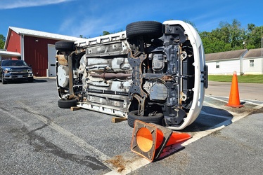 Upended car at Hyattstown Volunteer Fire Department [01]