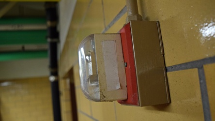 Fire alarm strobe in the basement of the Cathedral of Learning [03]