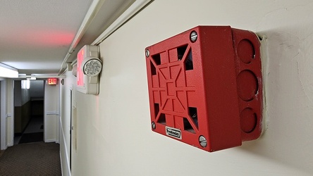 Fire alarm horn at Webster Towers