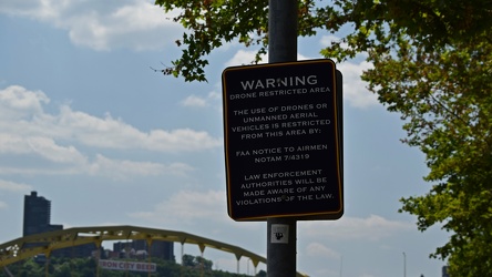 Drone warning sign near Acrisure Stadium