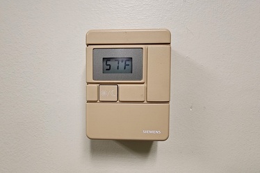 Thermostat reading 57 degrees