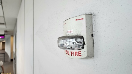 Bilingual fire alarm strobe at Toronto Pearson International Airport