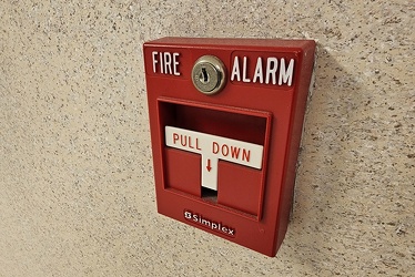 Simplex fire alarm pull station at Taylor Hall [01]