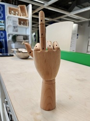 Posable hand giving the middle finger