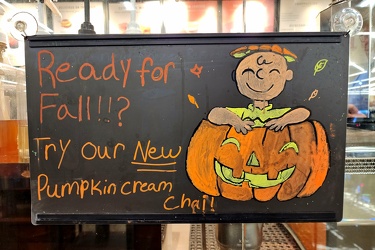 Charlie Brown drawing at Safeway in-store Starbucks