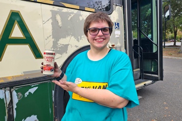 Elyse enjoys a Cheerwine Ale