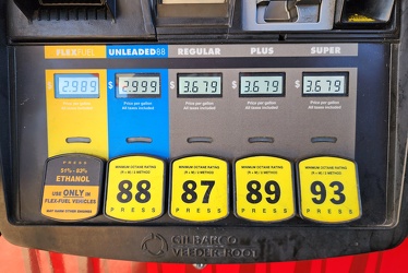 Gas prices at Sheetz in Breezewood, Pennsylvania