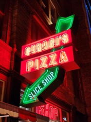 Neon sign at Geraci's Slice Shop